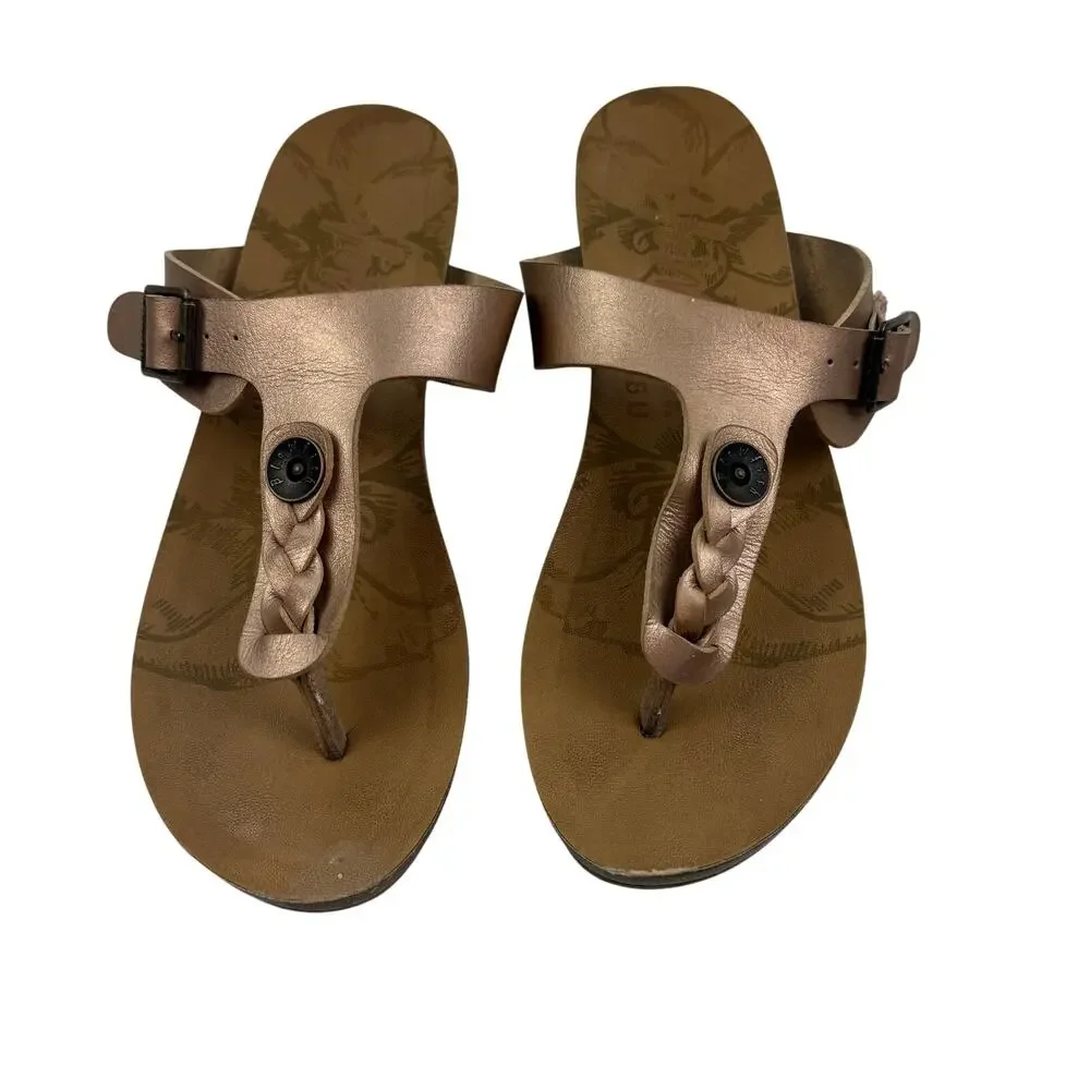 Blowfish Malibu Greco Rose Gold Champagne Braided Comfort Sandals Women's Size 8